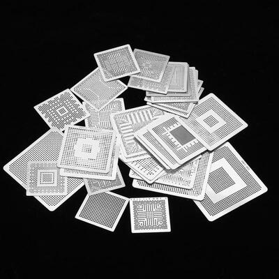 

Greensen 33pcs BGA Universal Reballing Rework Net Stencils Steel Template Mesh Directly Heat Set Kit