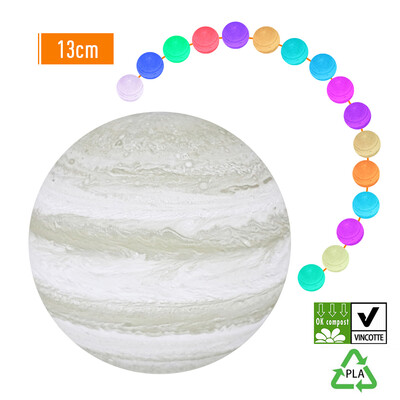 

3D Printing Touching Jupiter Light USB Rechargeable Remote Control 16-Color Dimmable Night Lamp Bedroom Decor with Wooden Stand