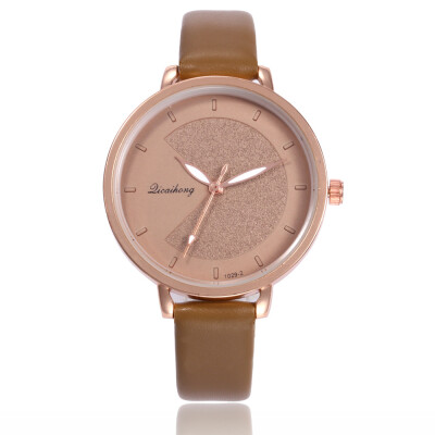 

Xianlejiao Sloggi fashion leather belt watch female waterproof fan-shaped calendar mens quartz watch