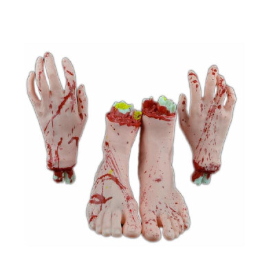 

Halloween Horror Props Fake Human Arm Hands Bloody Scary Fake Hand Finger Leg Foot Haunted House Party Decorations