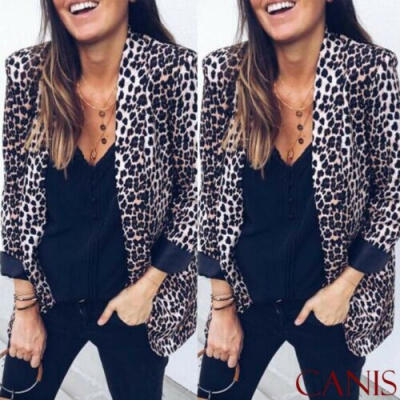 

SUNSIOM Womens Casual OL Suit Slim Long Sleeve Blazer Leopard Jacket Coat Tops Outwear