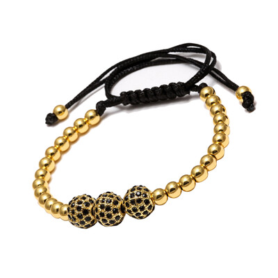 

Ball Beads Braiding Macrame Men Women Bracelet Zirconia Copper Jewelry