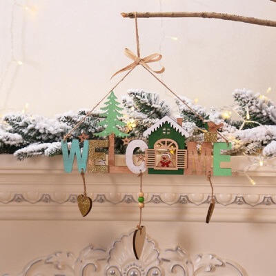 

Christmas Wooden Bells Letter Pendant Welcome to the Door Sign Creative Shop Indicating Widget Hanging Decoration