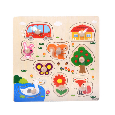 

Gobestart 9 Piece Wooden Animal Puzzle Jigsaw Early Learning Baby Kids Educational Toys