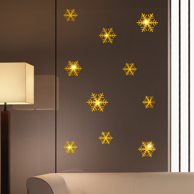 

〖Follure〗Gold Silver Snowflake Christmas Wall Sticker Home Decoration Mirror Sticker