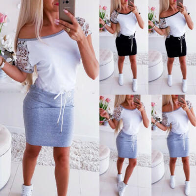 

Sexy Women Lace Short Sleeve Bodycon Dress Casual Short Mini Party Club Dresses