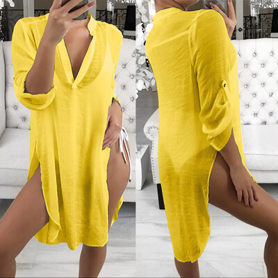 

Starmoon Women V Neck Split Design Blouse Tops Bikini Cover Beach Blouse