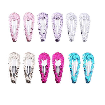 

5 Pairs Mini Baby Girls Sequins Colorful Snap Hair Clips Alloy Cute Hairpin