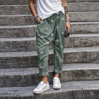 

Women Harem Pants Sweet Casual Baggy Elastic Waist Dot Hippie Trousers Plus Size