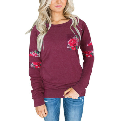

Women Casual O-neck Floral Print Sweatshirt Autumn Winter European American Women T-shirt Blusas Femininas