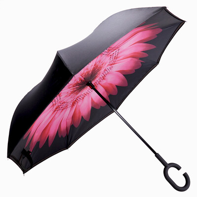 

Jiaoxia double-layer hands-free long handle straight rod car reverse umbrella umbrella pink JX18003E