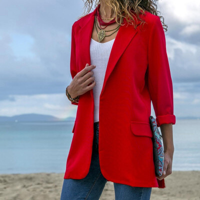 

Fashion Women splice Slim fit Solid color Long sleeves Suit Coat