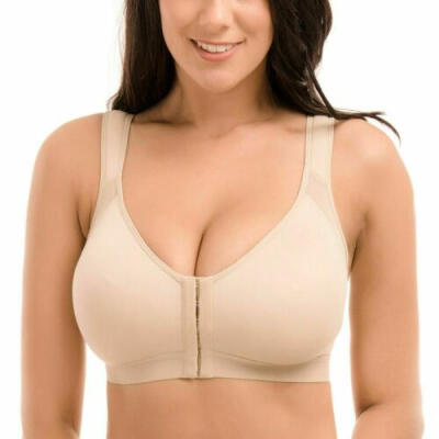 

Womens Full Coverage Front Closure Wire Free Back Support Bra