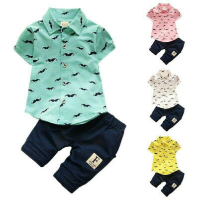 

US Newborn Toddler Baby Boy Summer Gentleman Clothes Set PantsShirt Tops Outfit