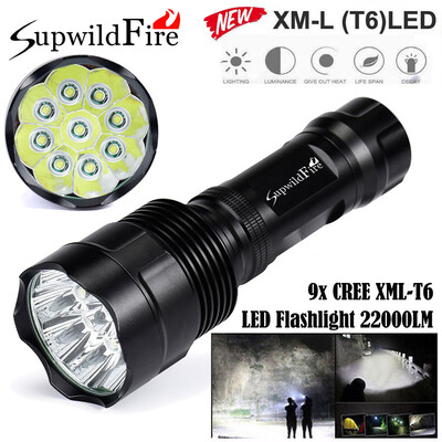 

Saidsome Super Bright 22000Lm 9x XM- T6 LED 5-Mode 18650 Flashlight Torch Light Lamp flashlight lamp