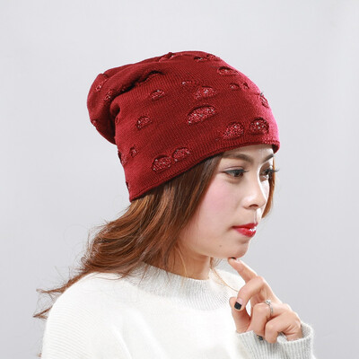

Tailored Men And Women Autumn Winter Sequin Knitted Hats Indoor Plus Warm Wool Knit Caps