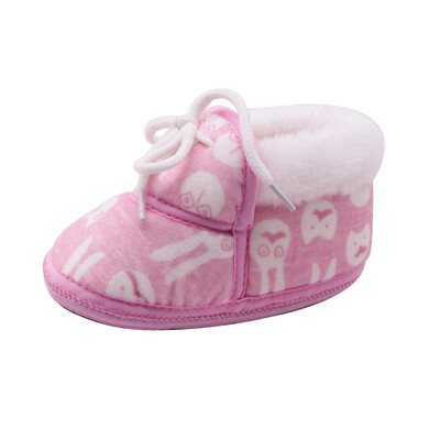 

Newborn Baby Girls&Boys Cartoon Solid Shoes Print Fluff Footwear Crib Shoes