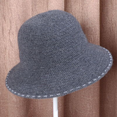 

Autumn&Winter New Korean Edition Leisure Chao Womens Knitted Wool Hat Pure Wool Heating Pot Cap Fishermans hat