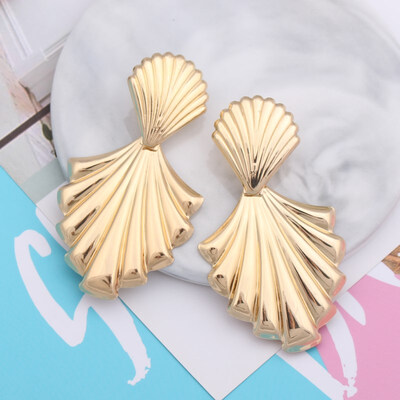 

Boho Styles Shell Conch Leaf Starfish Drop Earrings for Women Gold Color Geometric Metal Statement Brincos Fashion Party Jewelry