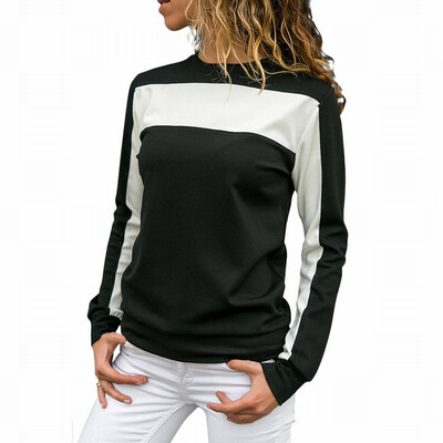 

Round collar long sleeve bottoming womens T-shirt pullover sweatshirt