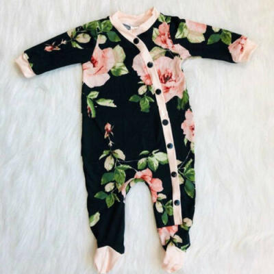 

2PCS Infant Baby Girl Clothes Flower Long Sleeve Romper Jumpsuit Bodysuit Outfit