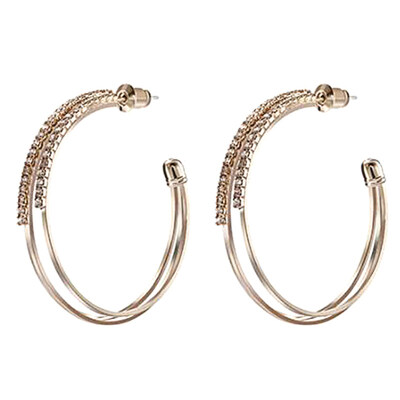 

Fashion Women C Shape Rhinestone Inlaid Ear Stud Earrings Party Jewelry Gift