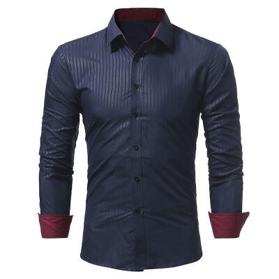 

Mens Long Sleeve Striped Shirt Casual Button Down Slim Fit Dress Party T-shirt