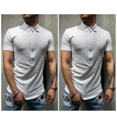 

NEW Mens Buinesss Slim Fit Shirts Short Sleeve Casual Muscle T-Shirt Tops Tee