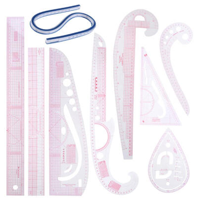 

9pcs Multi-function Clothing Sample Cutting Ruler Metric Yardstick Rulers