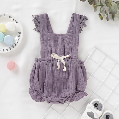 

Newborn Baby Girls Backless Design Romper Flare Sleeve Infant Casual Lace Outfits