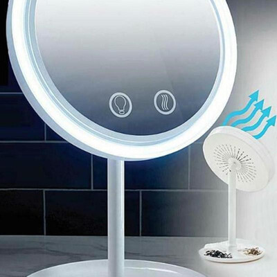 

LED Desktop Folding Cosmetic Mirror 5X Magnification Makeup Mirror with Fan