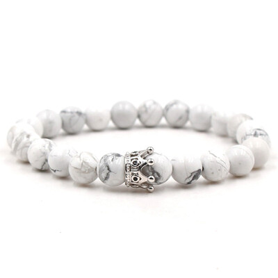 

Micro Inlay Zircon Crown Natural Stone Bracelet Hand Circle Agate Beads Elastic Bracelet Unisex Pair Bracelet Jewellery Hot Gift