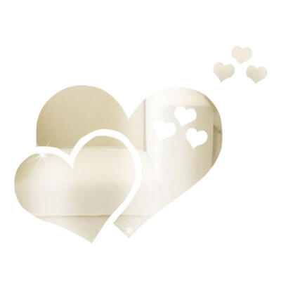

3D Mirror Wall Stickers Love Heart Decal DIY Home Bedroom Art Decor