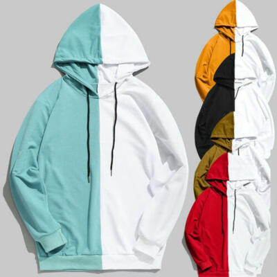 

Mens Splicing Hoodie Hooded Sweatshirt Coat Jacket Outwear Jumper Tops Sweater