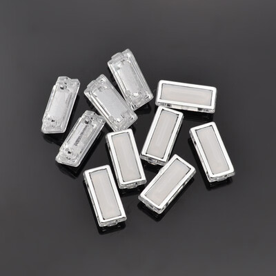 

Sew on Taiwan Acrylic Garment Accessories Rectangle WhiteSmoke 18x8x7mm Hole 1mm