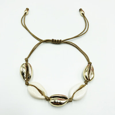 

Fashion 2019 Gold Color Cowrie Shell Choker Necklace Women Bohemia Statement Collier Punk Bead Rope Chain Necklace