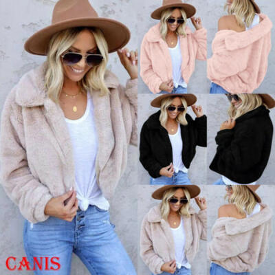 

Womens Ladies Winter Warm Coat Faux Fur Coats Long Sleeve Fluffy Jacket Coat