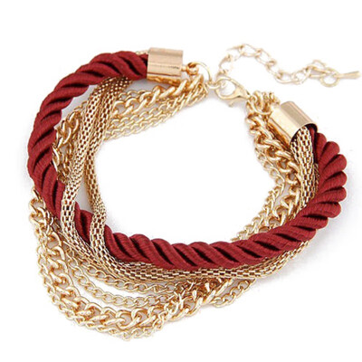 

Women New Special Design Easy Bracelets 6 Colors Girls Trendy Jewelry Multi-layer Woven Alloy Metal Jewelry Bracelet