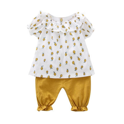 

Baby Clothes Summer Baby Girls Casual Short Sleeve Fruit Print T-shirt TopsPants Suits Costume Set