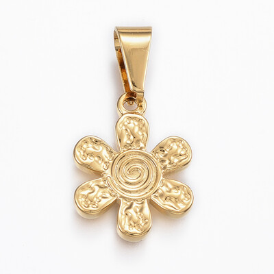 

304 Stainless Steel Pendants Flower Golden 21x16x25mm Hole 9x5mm