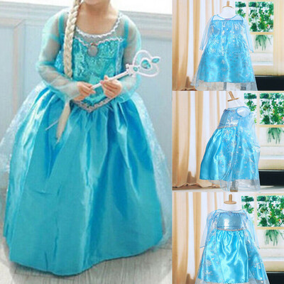 

Toddler Girl Kid Children Princess Anna Elsa Cosplay Costume Kids Party Dress