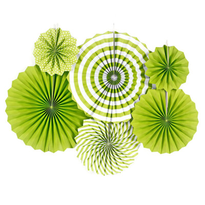 

6Pcs Round Folded Paper Fan Flower Hanging Ornament Party Background Decoration