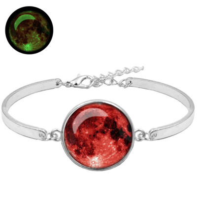 

Glowing in the Dark Galaxy Moon Bracelet For Women Jewelry Luminous Bangle Bracelet Vintage Link Chain Friendship Bracelets Gift