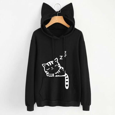 

Casual Cute Cat Ear Girls Hoodie Sweatshirt Hooded Coat Tops Long Sleeve Blouse