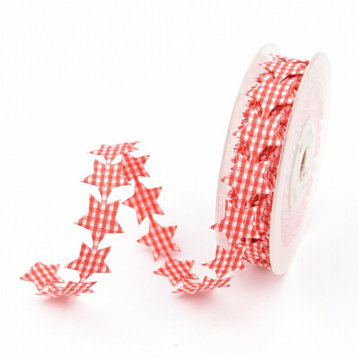 

10m Polyester Cloth Christmas Ribbon Double-sided Five-pointed Star Cute Christmas Decoration