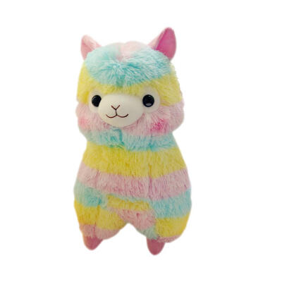 

Soft Cotton Stripes Rainbow Alpaca Plush Toy Sheep Stuffed Doll Pendant
