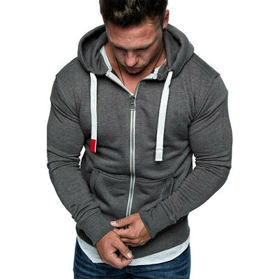 

New Plain Mens Hoodie Fleece Zip Up Hoody Jacket Sweatshirt Hooded Zipper Top