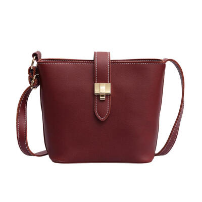 

Women Solid Shoulder Messenger Bags PU Leather Crossbody Bucket Handbags