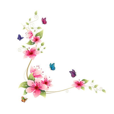 

〖Follure〗1PC Flowers Butterfly Removable Wall Sticker Art Home Decor Wall Vinyl Decal