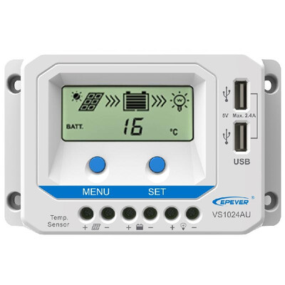 

ViewStar-AU Series 10-60A PWM Solar Charge Controller for 12V24V36V48V Solar Panel System LCD Display Negative Grounded Solar